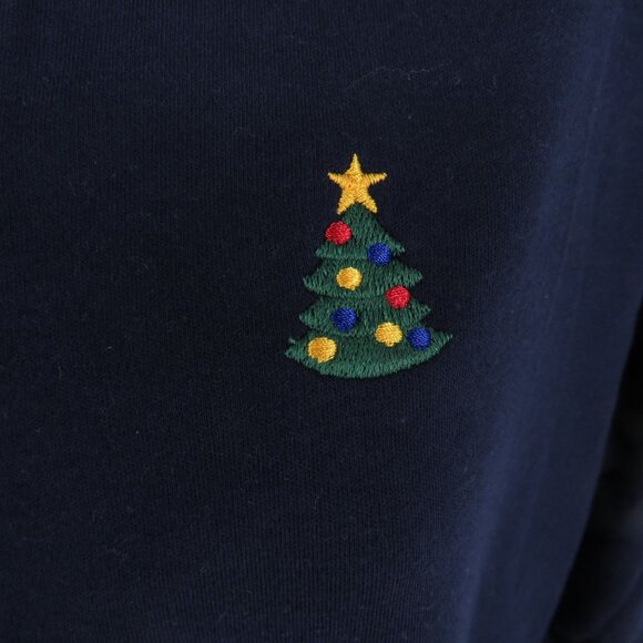 Kim Rogers Womens Navy Christmas Tree Embroidered 3/4 Sleeve Polo S NWT $30 - Picture 3 of 4